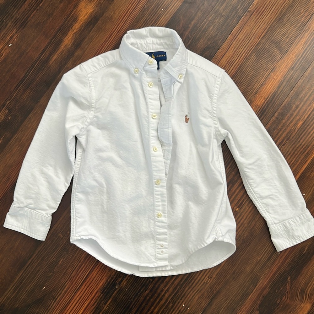 Ralph Lauren, white button down shirt, size: 4